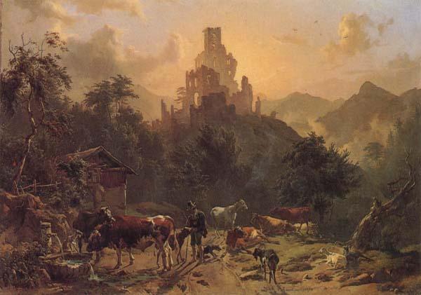 Johann Nepomuk Rauch Landscape with Ruins France oil painting art